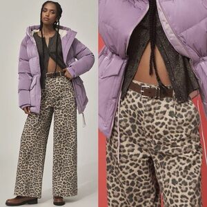 Anthropologie Pilcro Leopard High Rise Wide Leg Jeans